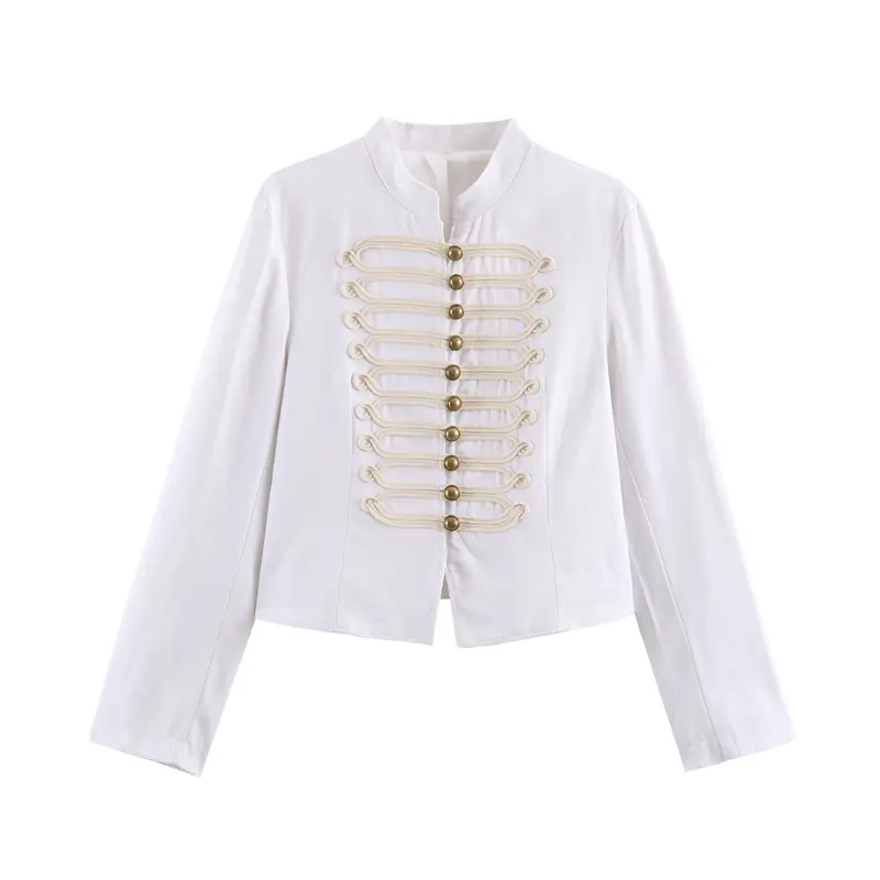 Damen Kurze Husarenjacke mit dekorischen Schlaufen und Stehkragen Drune