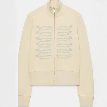 Damen Kurze Sweatjacke aus Feinsweat mit Stehkragen und dekorativer Kordelapplikation Drune