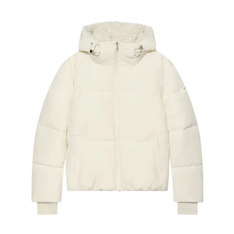 Damen Kurze wattierte Steppjacke mit Teddygefütterter Kapuze Drune