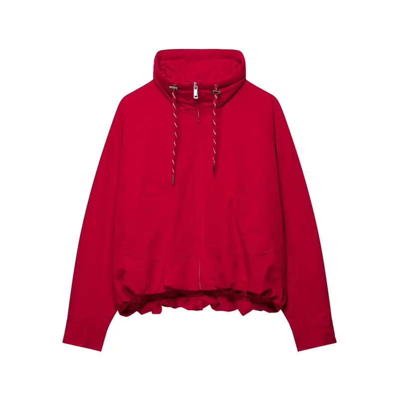 Damen Kurzer Blouson mit hohem Stehkragen, Kordelzug und elastischem Saum Drune