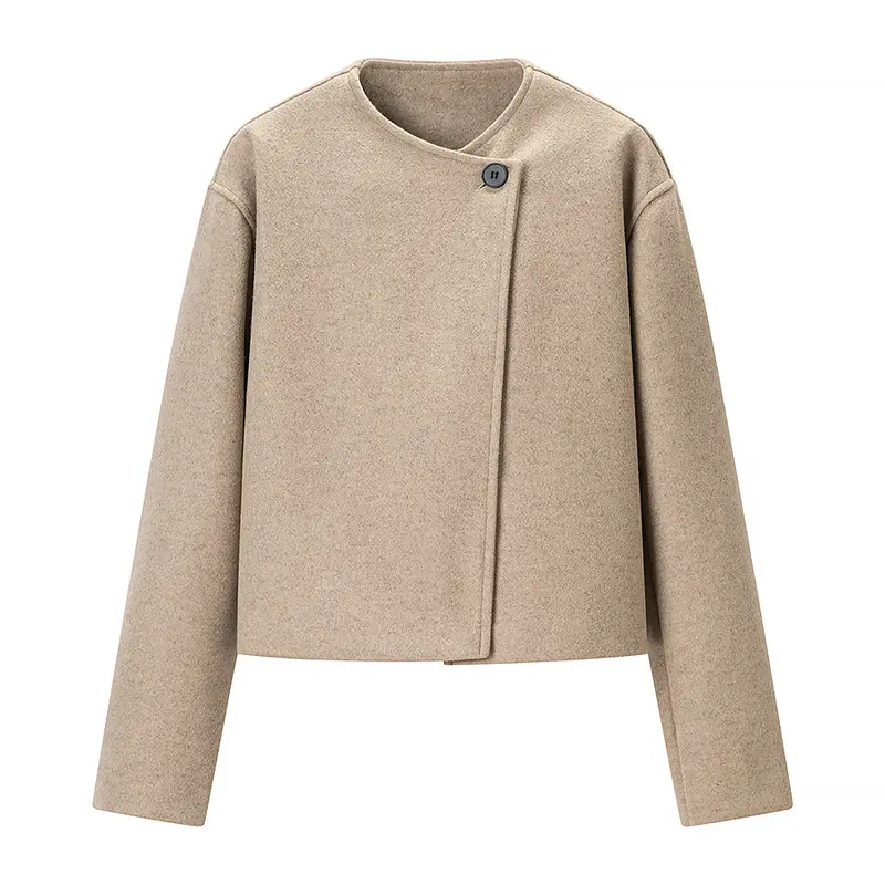 Damen Kurzer Boxy-Wollmix-Blazer mit asymmetrischer Knopfleiste Drune