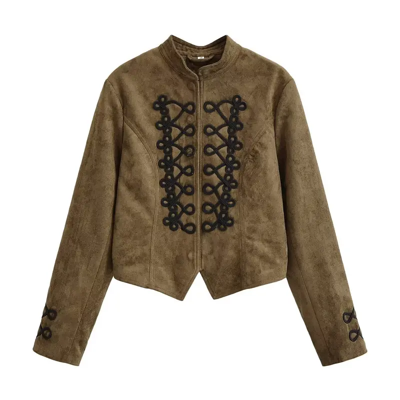 Damen Kurzjacke im Hussarenstil mit Zierkordeln und Stehkragen Drune