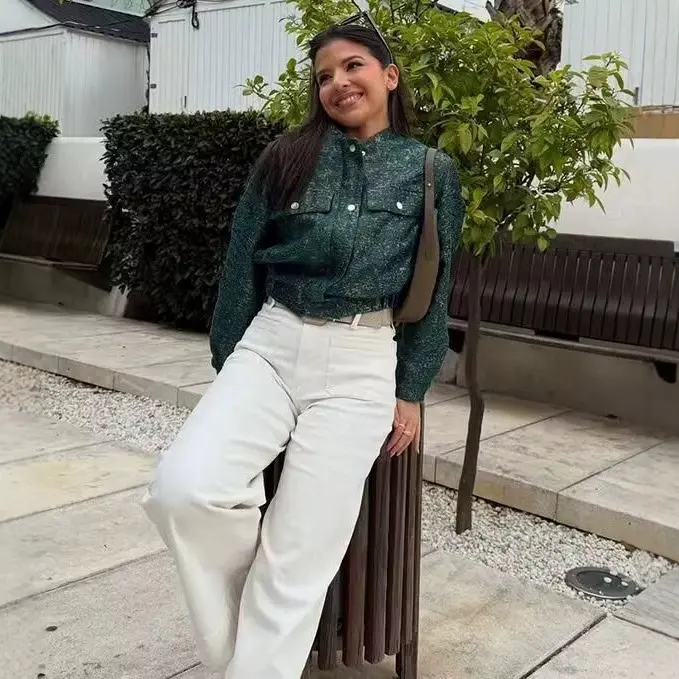 Damen Kurzjacke im Oversize-Boxy-Schnitt mit strukturierter Metallic-Optik Drune
