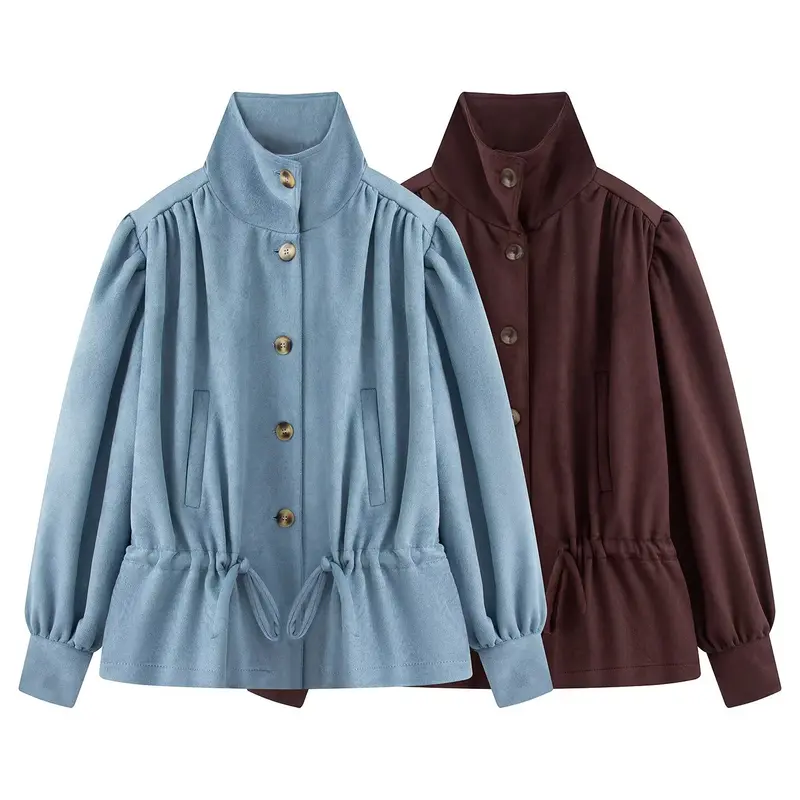 Damen Kurzjacke im Utility-Stil mit Tunnelzug und Stehkragen Drune