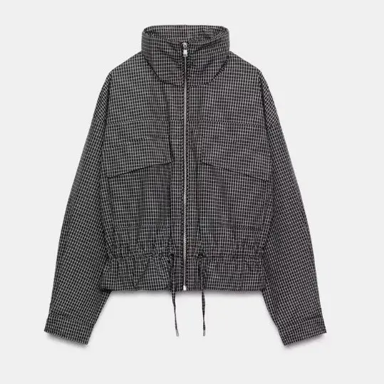 Damen Kurzjacke mit Taillenzug, Stehkragen und aufgesetzten Taschen Drune