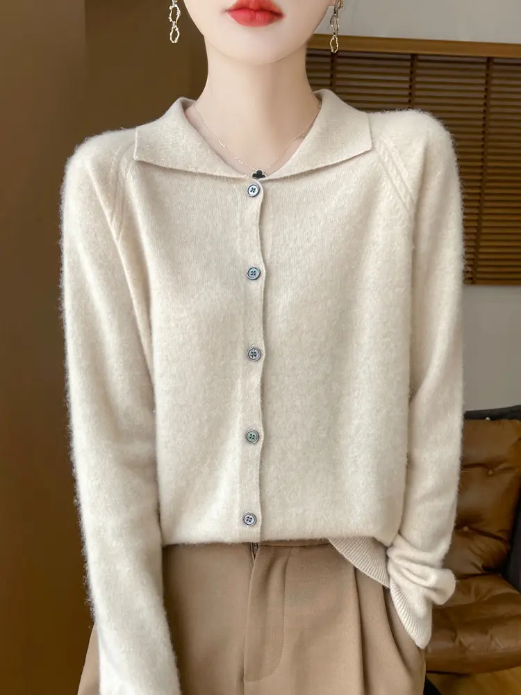 Damen Kuscheliger Reverskragen-Cardigan im Kaschmir-Look mit Mohair-Effekt Drune