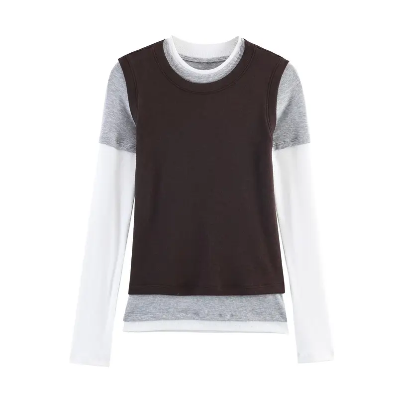Damen Lagenlook-Longsleeve mit integriertem Kurzarm-Overlay Drune