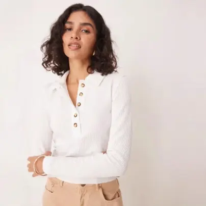 Damen Langarmshirt mit Knopfleiste Drune