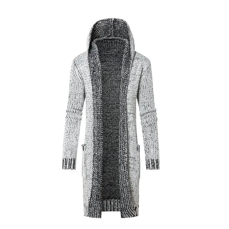 Damen Langer Kapuzen‑Strickcardigan mit tiefer Rippenstruktur und aufgesetzten Taschen Drune