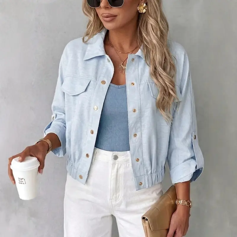 Damen Lässige Sommerjacke mit Knopfdetails Drune