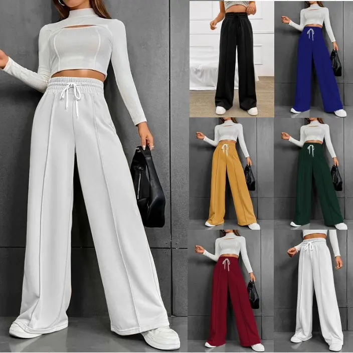 Damen Lässige weite Sweatpants mit verstellbarem Bund Drune