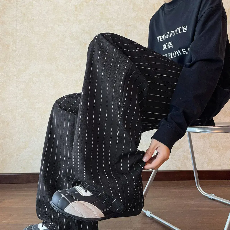 Damen Lässige Weitgeschnittene Streifenhose Drune