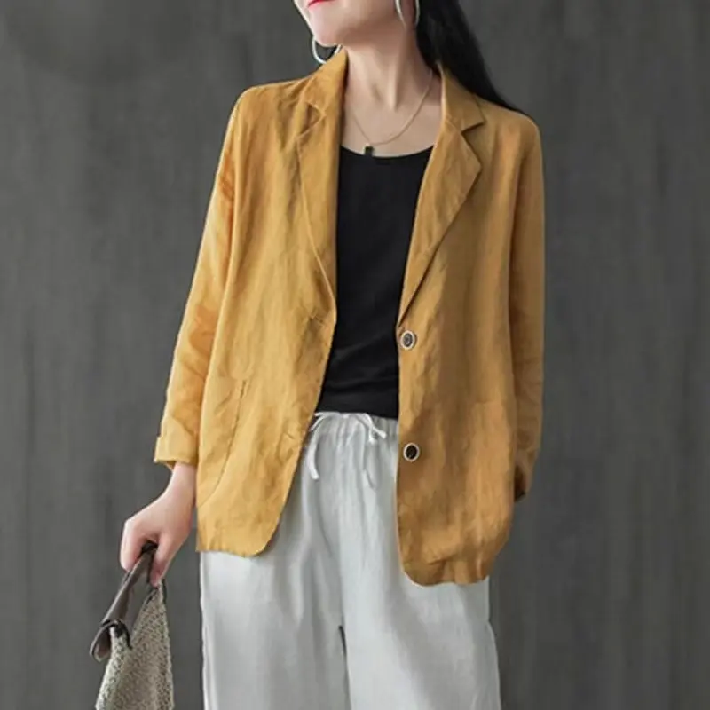 Damen Lässiger Leinenblazer Drune