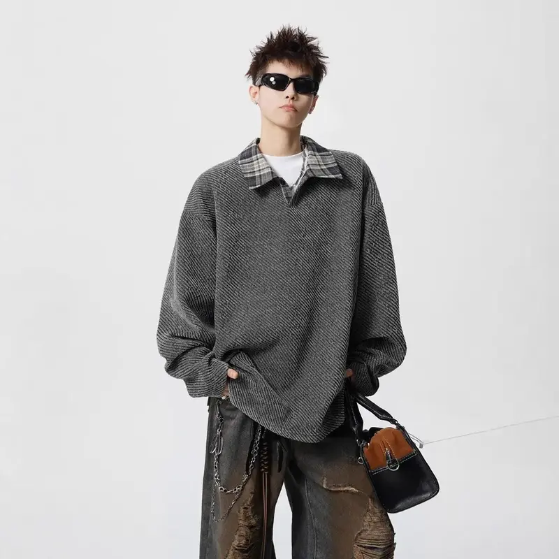 Damen Lässiger Oversize-Hemd-Pullover Drune