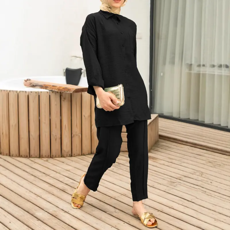 Damen Lässiges und elegantes Oberteil mit Knopfverschluss Drune