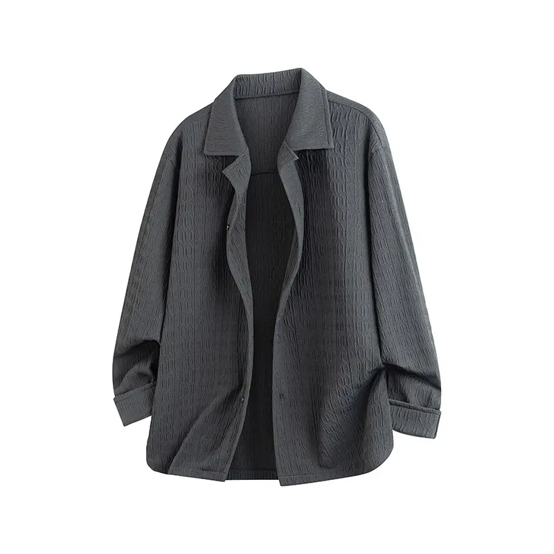 Damen Leicht strukturierte Oversize-Hemdjacke mit Reverskragen & Druckknopffront Drune