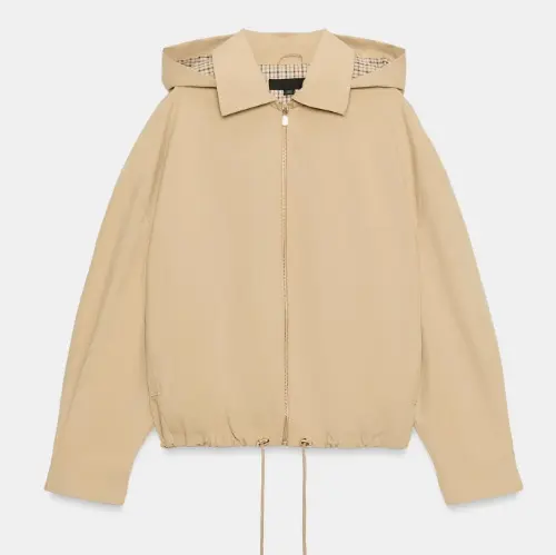 Damen Leichte Kapuzenjacke im Boxy‑Schnitt mit Kordelzug und Karofutter Drune