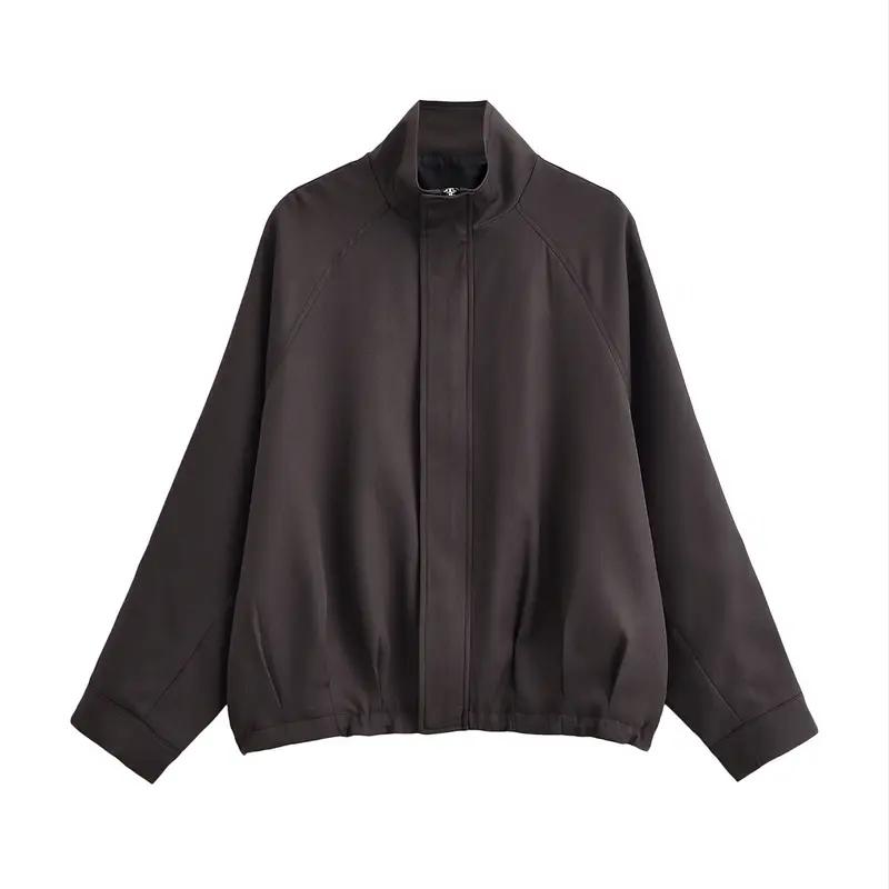 Damen Leichte Oversize-Bomberjacke mit Stehkragen, Raglanärmeln und elastischem Saum Drune