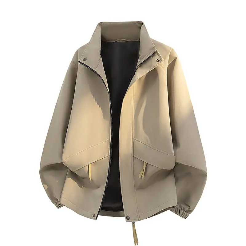 Damen Leichte Oversize‑Übergangsjacke ohne Kapuze mit Kordelzug, Pattentaschen & elastischen Bündchen Drune