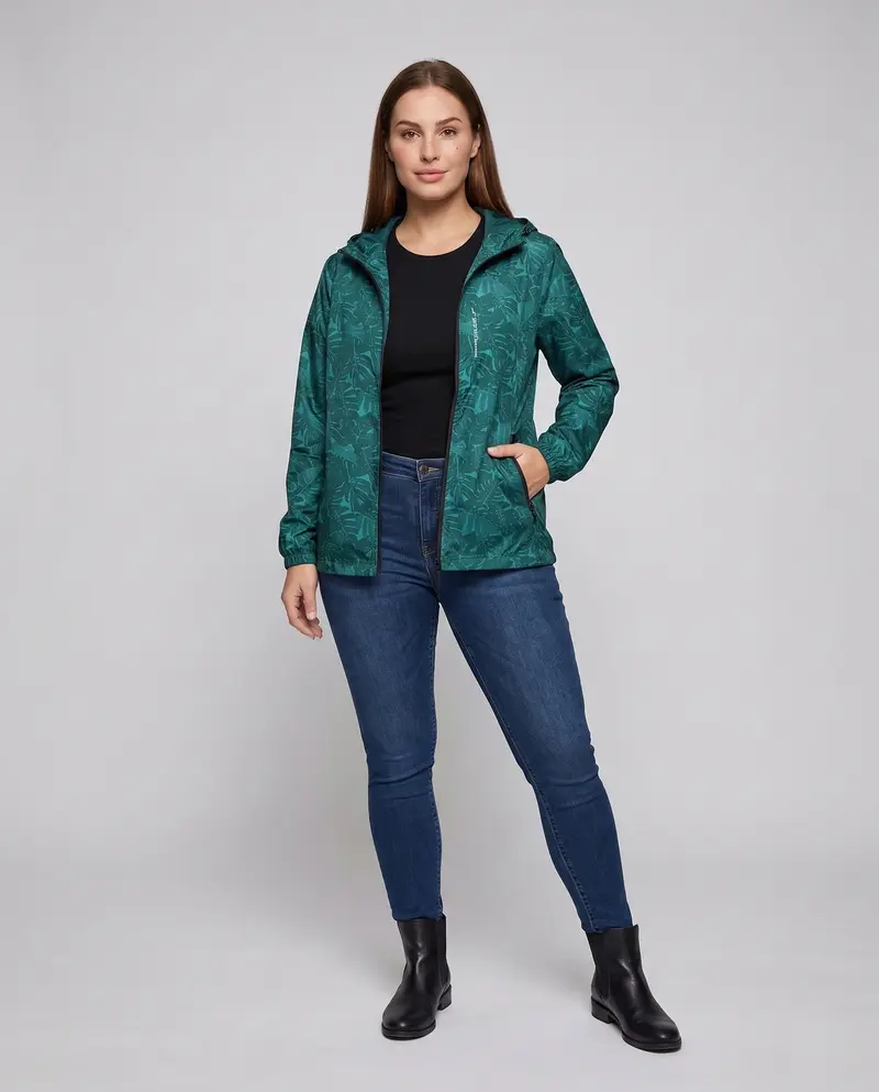 Damen Leichte Regenjacke mit Kapuze und reflektierenden Akzenten Drune