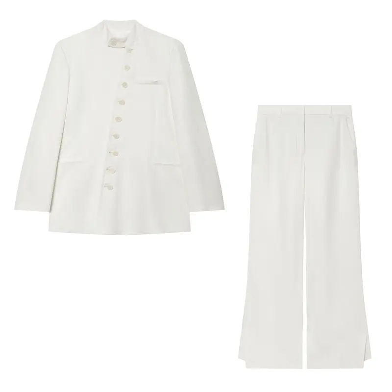 Damen Leichter Bouclé-Blazer mit Stehkragen und Knopfleiste Drune