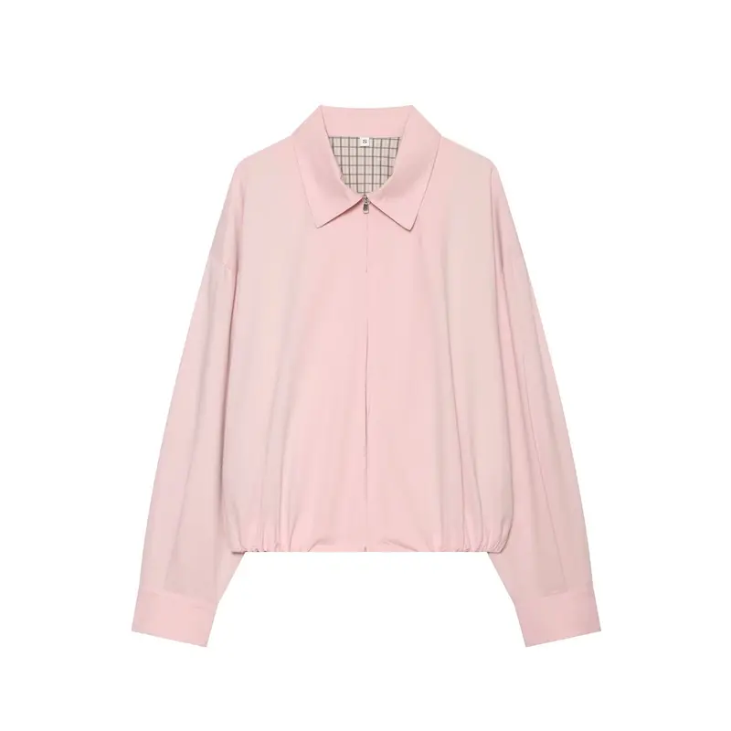 Damen Leichter Cropped‑Blouson mit Hemdkragen, verdecktem Reißverschluss und elastischem Saum Drune