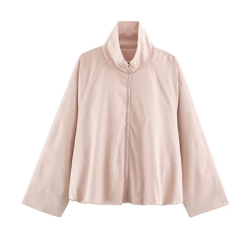 Damen Leichter Cropped‑Blouson mit hohem Funnelkragen und Raglanärmeln Drune