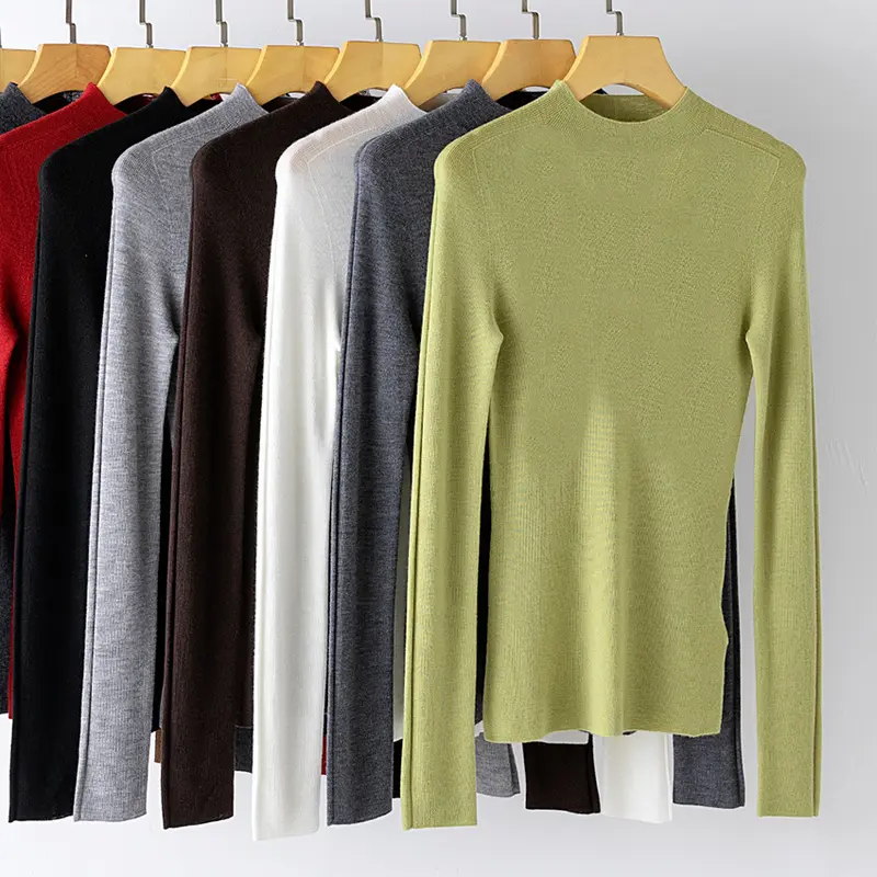 Damen Leichter Feinstrick-Pullover mit kurzem Stehkragen und schmaler Silhouette Drune