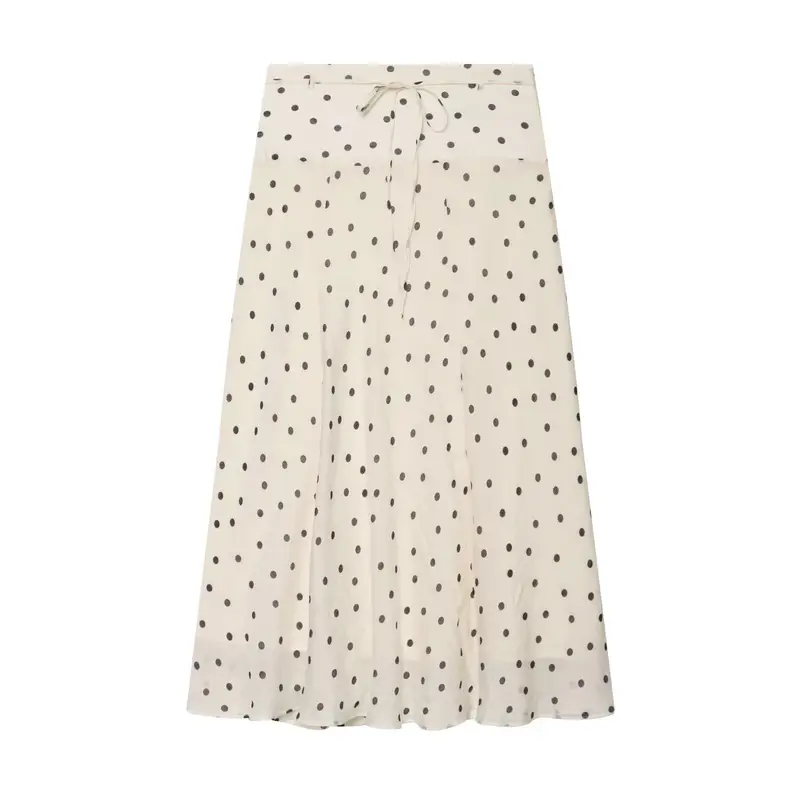 Damen Leichter Midirock mit hoher Taille, A‑Linie und Bindegürtel Drune