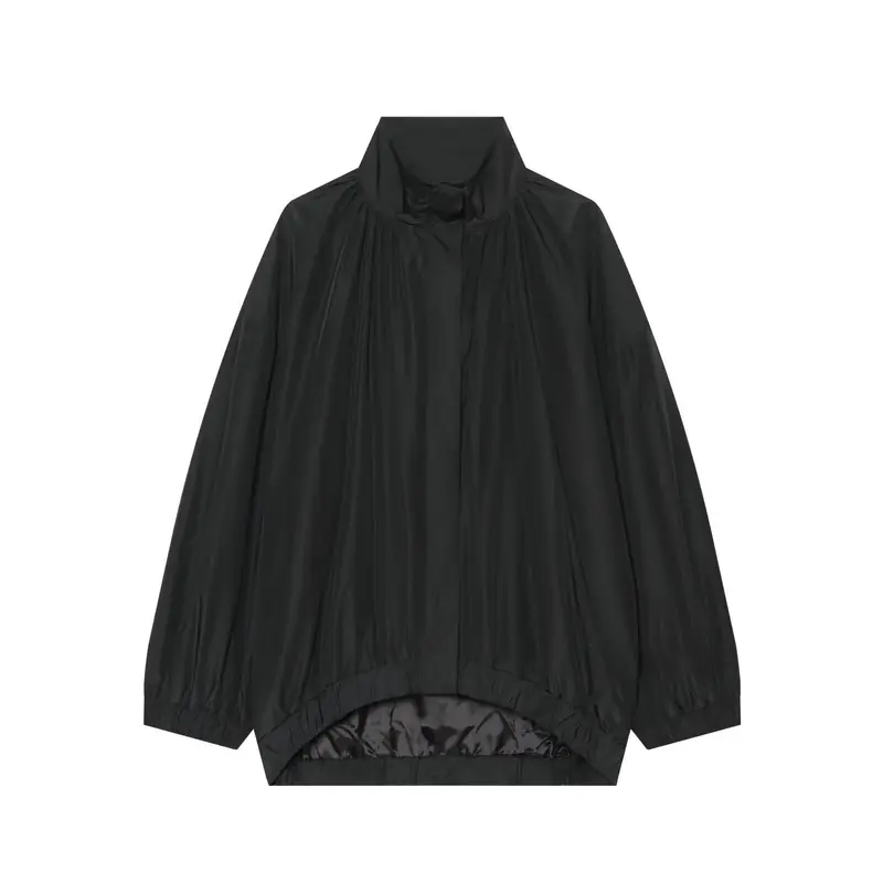 Damen Leichter Oversize Regenblouson mit hohem Funnelkragen, abgerundetem Saum und Ballonärmeln Drune