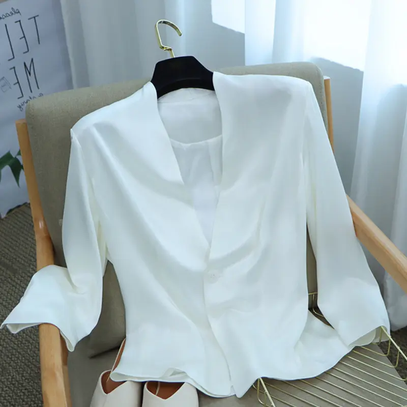 Damen Leichter taillierter Ein‑Knopf‑Blazer aus fließender Satin‑Optik Drune
