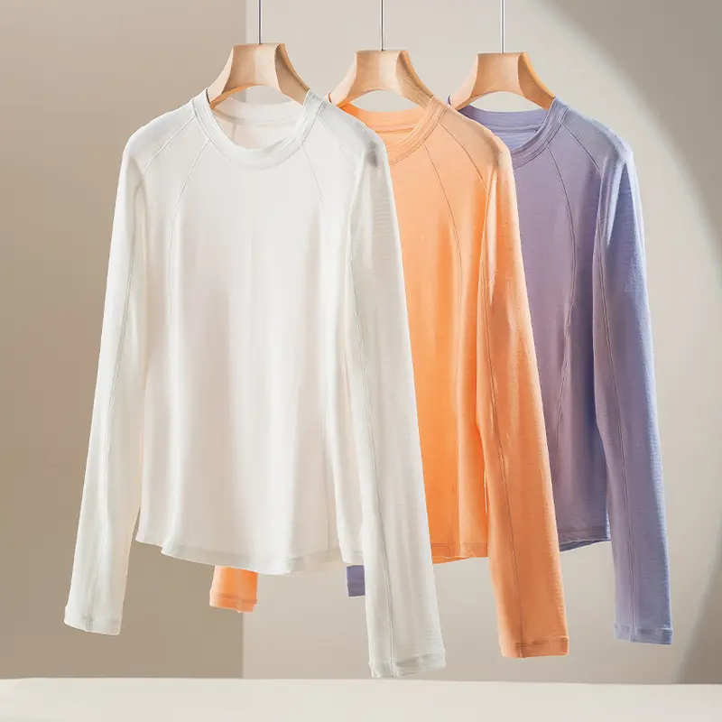 Damen Leichtes Longsleeve-Feinstrickshirt mit Raglanärmeln und Rundhalsausschnitt Drune