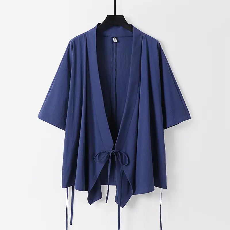 Damen locker fallende Kimono-Jacke mit Bindegürtel Drune