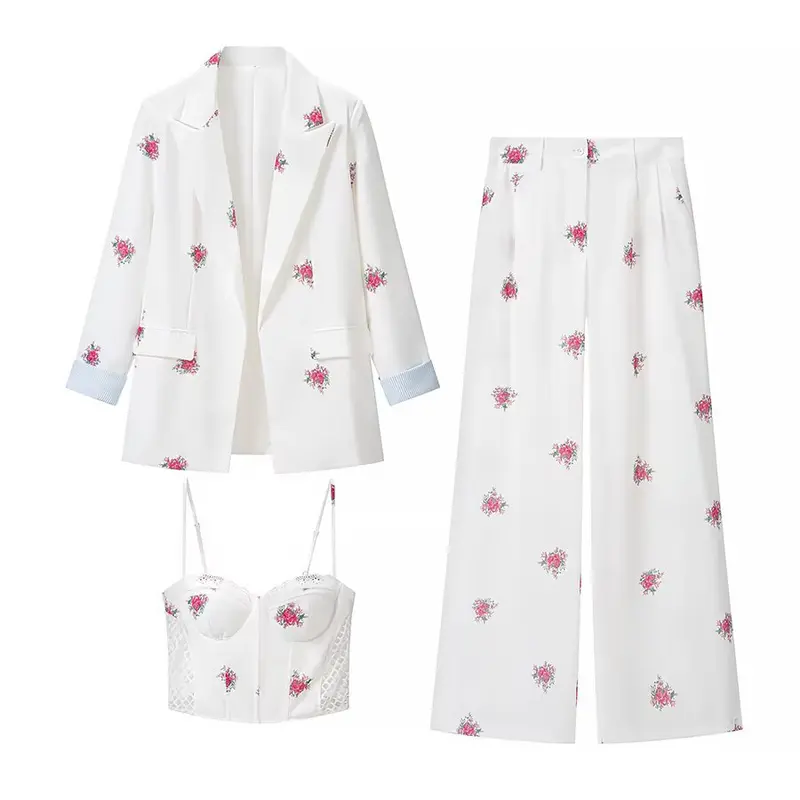 Damen Lockerer Longline-Blazer mit floralem Allover-Print und Pattentaschen Drune