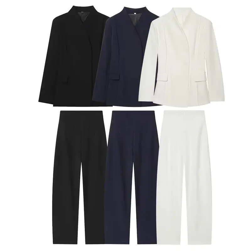Damen Longblazer mit verdeckter Knopfleiste und Pattentaschen Drune