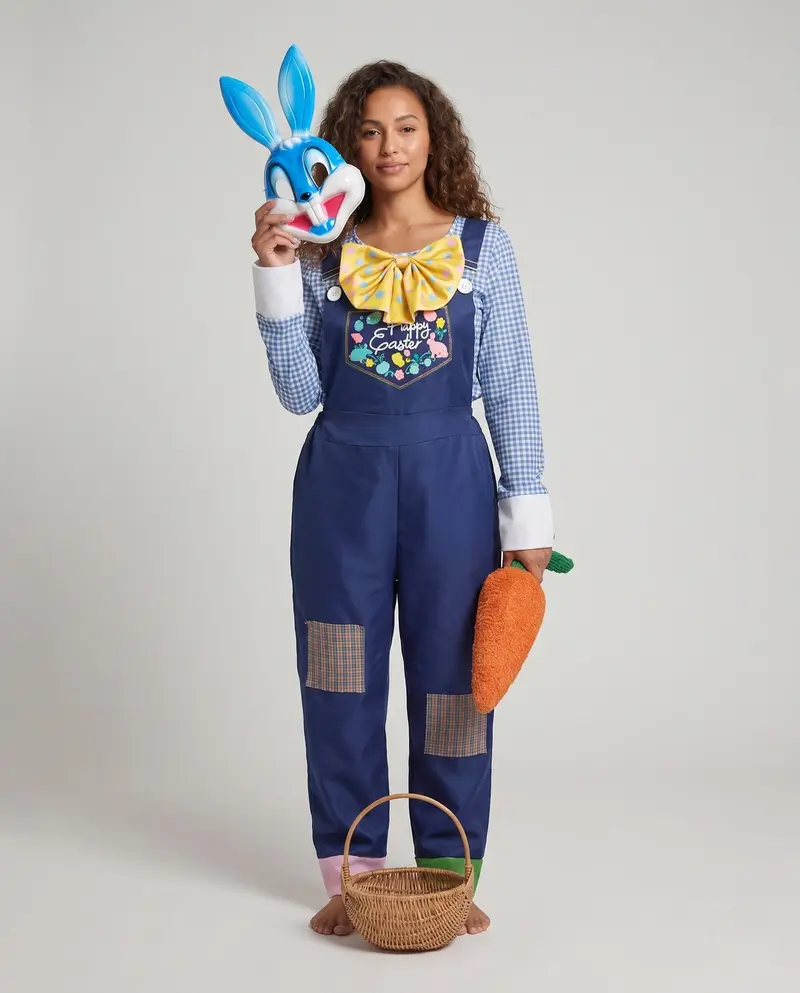 Damen lustiges Häschen-Kostüm mit overall und Maske Drune