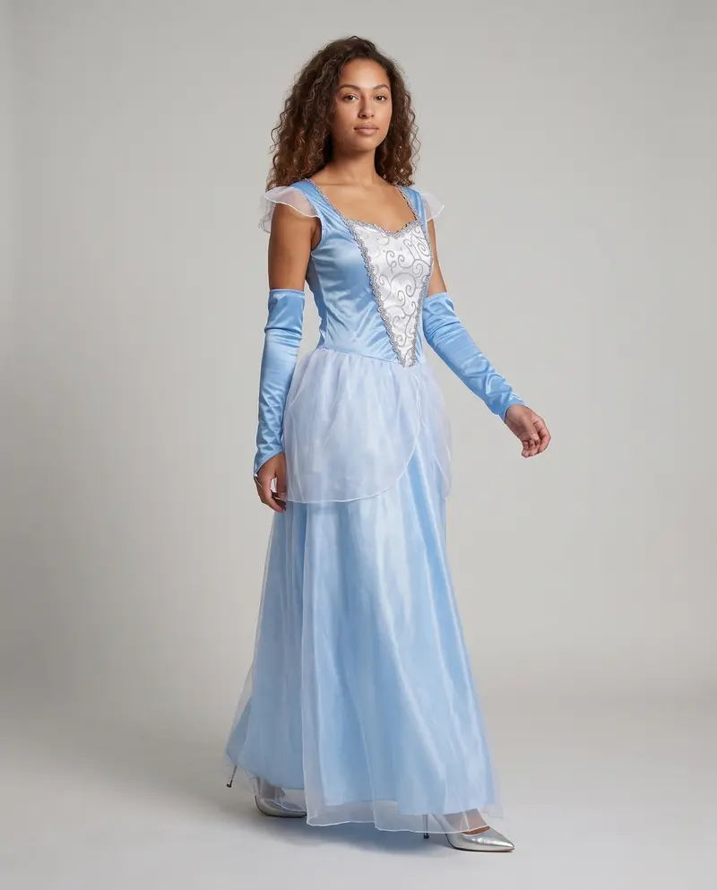 Damen Märchenhaftes Ballkleid mit glitzernden Applikationen und langen Ärmeln Drune