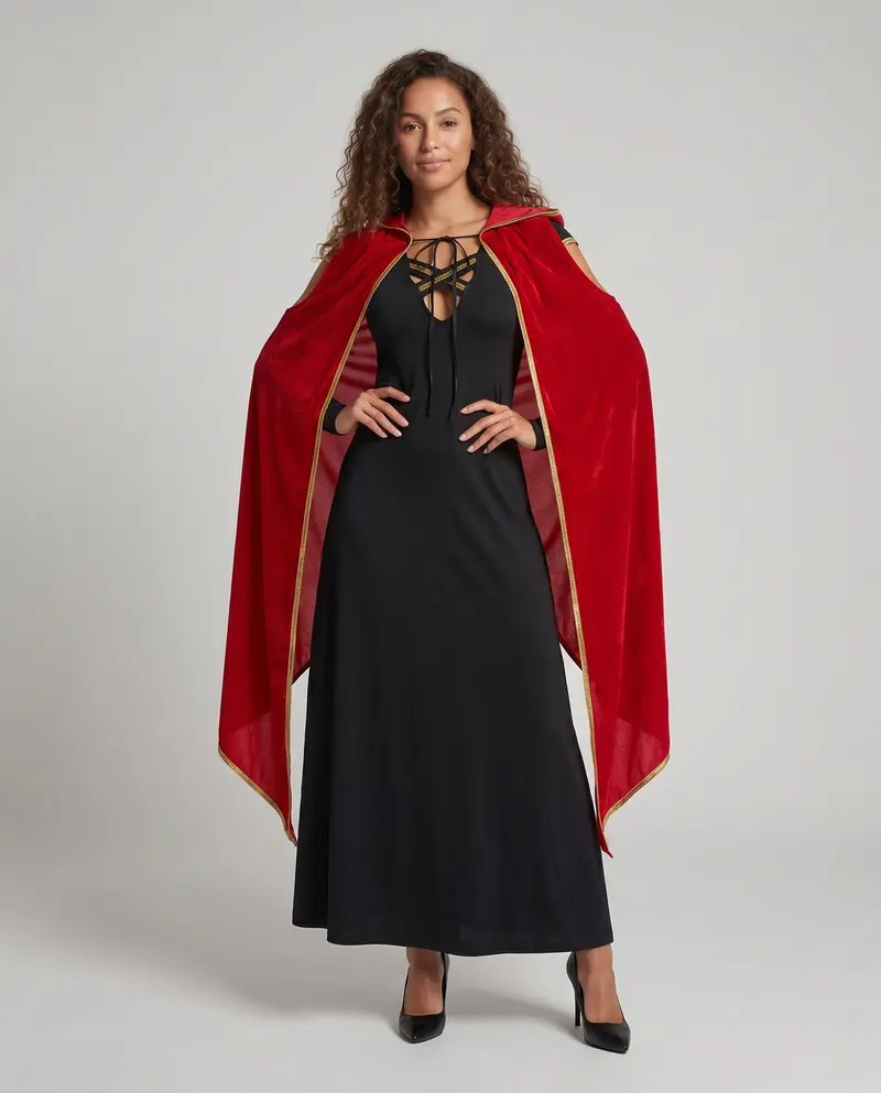 Damen Märchenhaftes Kapuzenkleid mit romantischem Umhang Drune