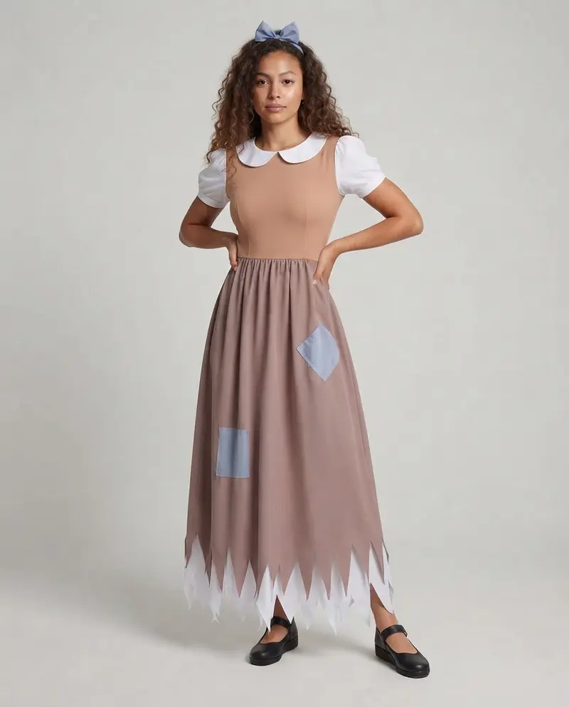 Damen Märchenhaftes Kostümkleid mit Ärmeln und zarten Details Drune