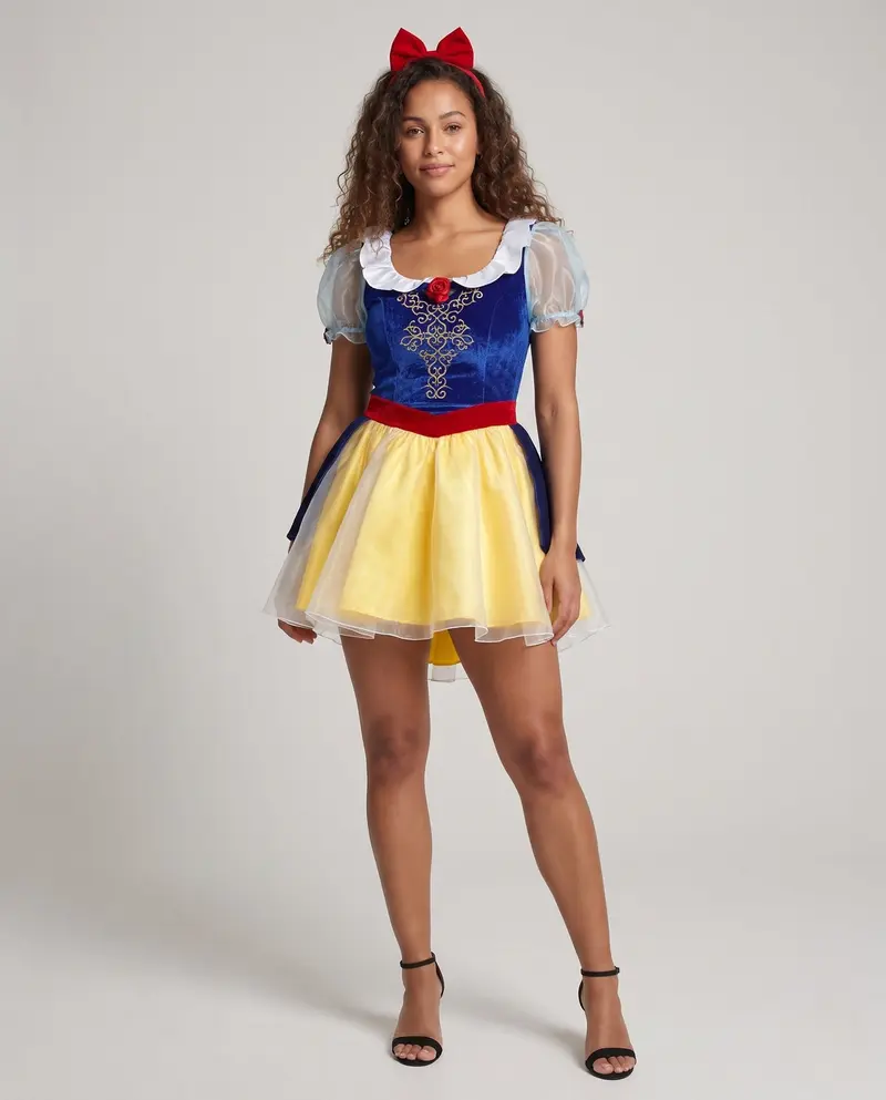 Damen Märchenprincess Kostüm mit Puffärmeln und Rüschendetails Drune