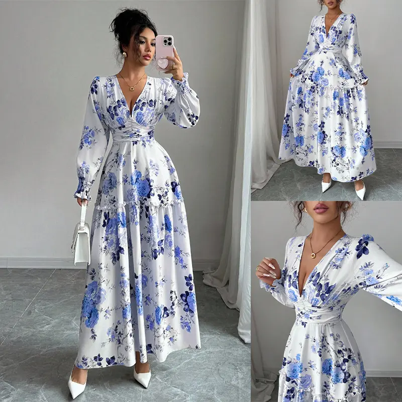 Damen Maxikleid mit floralen Details Drune