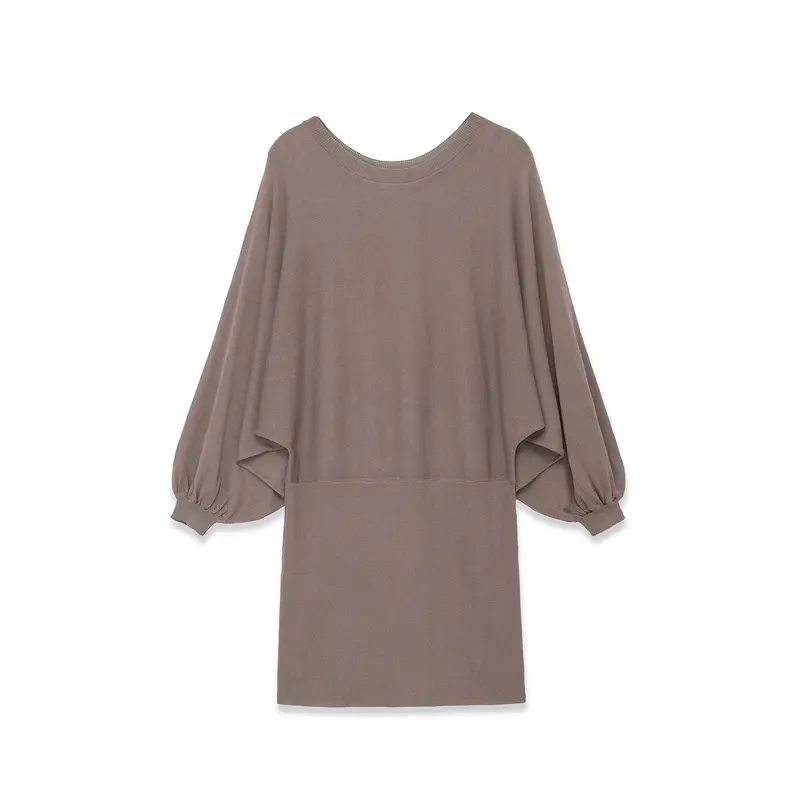 Damen Midikleid mit weitem Poncho-Oberteil und Ballonärmeln Drune