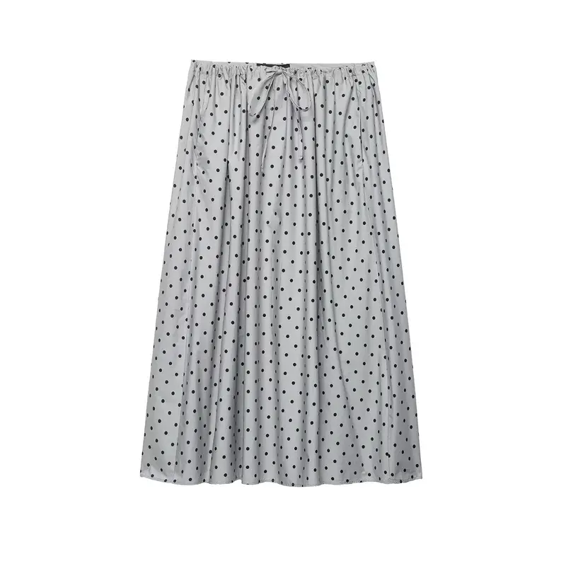 Damen Midirock mit elastischem Bund, Plissee‑Optik und Polka‑Dot‑Muster Drune