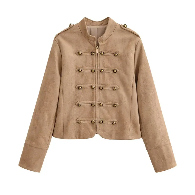 Damen Militärisch inspirierte Kurzjacke aus Wildlederoptik Drune