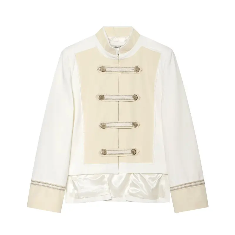 Damen Militärisch inspirierte Kurzjacke mit Zierknopfleiste Drune