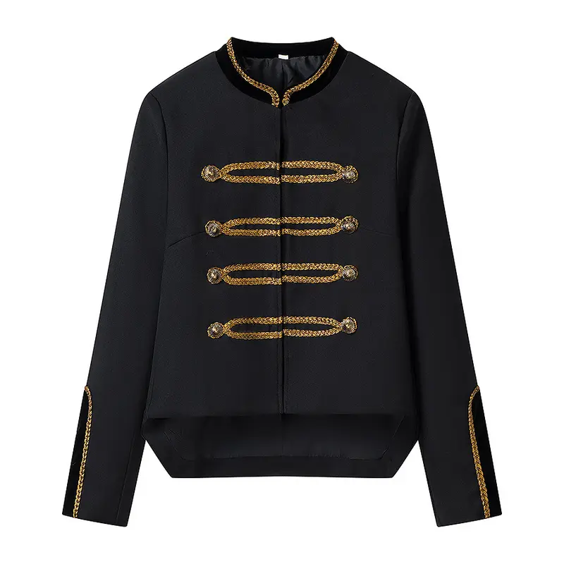 Damen Military-inspirierte Kurzjacke mit goldenen Zierborten Drune