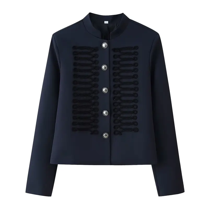 Damen Military-inspirierte Kurzjacke mit Stehkragen und Zierkordeln Drune