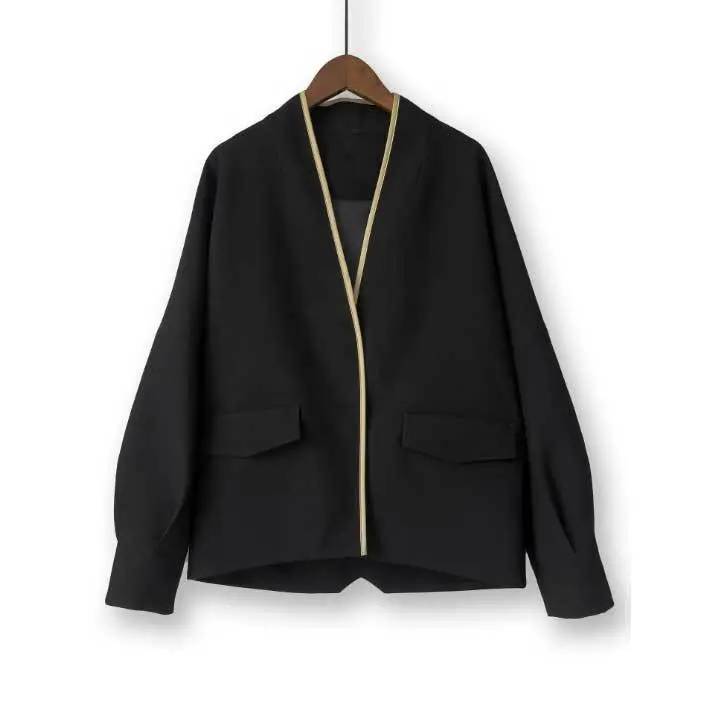 Damen Modische Blazerjacke mit eleganter Paspel Drune