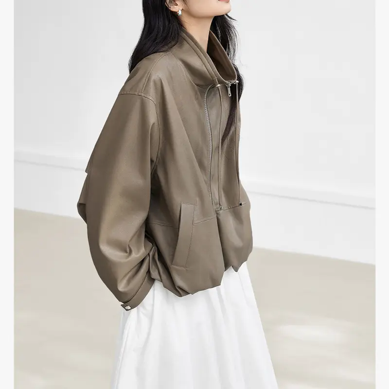 Damen Modische Blousonjacke mit hohem Kragen Drune