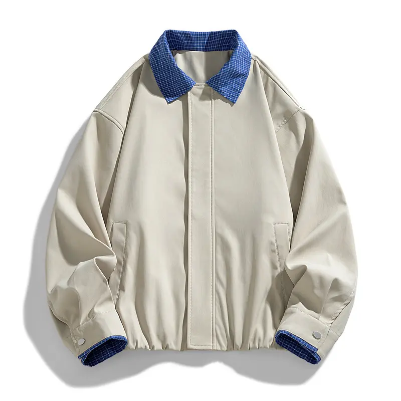 Damen Modische Blousonjacke mit Karo-Kragen Drune